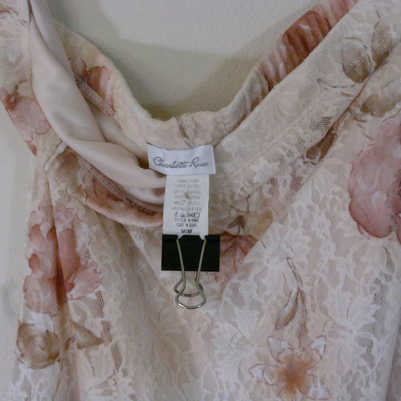 Charlotte Russe Beige and Pink Lace Floral Skirt Size M - Picture 7 of 7